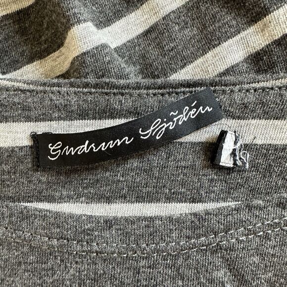 Gudrun Sjoden Dress Large Gray Stripe Organic Cotton Stretch Lagenlook Patch - Picture 5 of 10